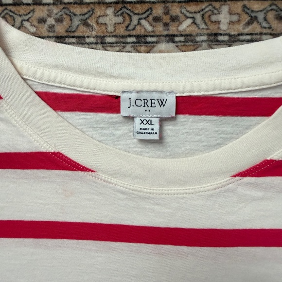 J. Crew Pink and White Super Comfy Striped Tee in size XXL - Picture 2 of 3